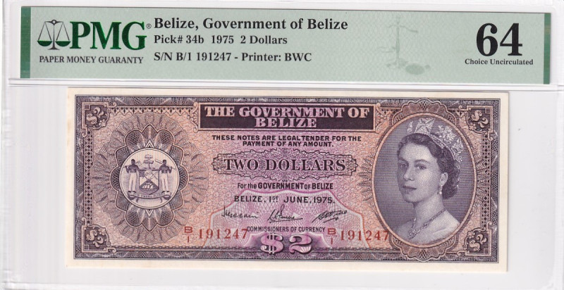 Belize, 2 Dollars, 1975, UNC, p34b

PMG 64

Estimate: USD 250-500