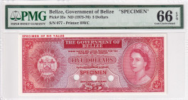 Belize, 5 Dollars, 1975/1976, UNC, p35s, SPECIMEN