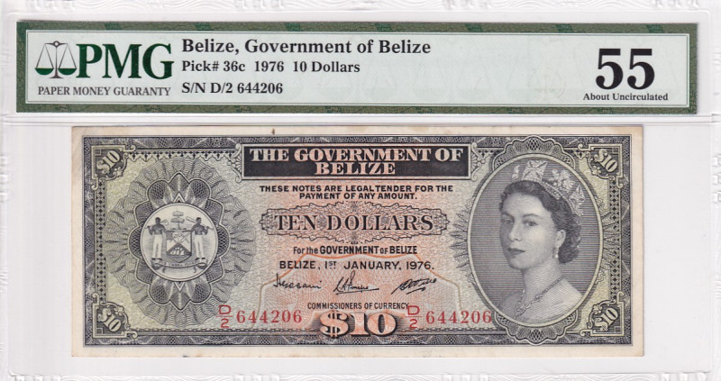 Belize, 10 Dollars, 1976, AUNC, p36c

PMG 55

Estimate: USD 300-600