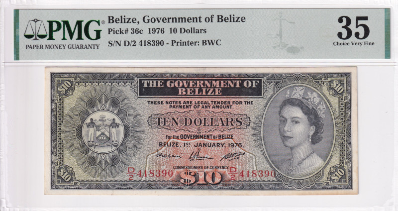 Belize, 10 Dollars, 1976, VF, p36c

PMG 35, Very Rare

Estimate: USD 2500-50...