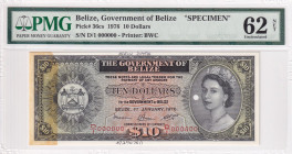 Belize, 10 Dollars, 1976, UNC, p36cs, SPECIMEN