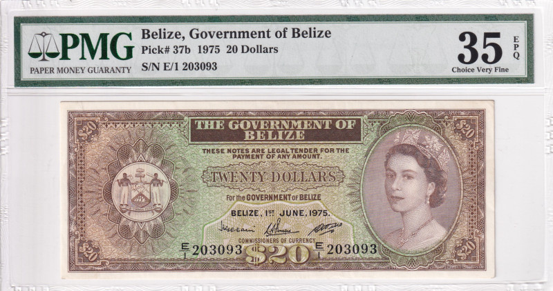 Belize, 20 Dollars, 1975, VF, p37b

PMG 35 EPQ

Estimate: USD 400-800