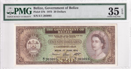 Belize, 20 Dollars, 1975, VF, p37b