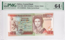 Belize, 20 Dollars, 2000, UNC, p63b