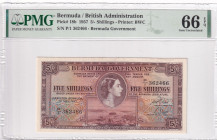 Bermuda, 5 Shillings, 1957, UNC, p18b
