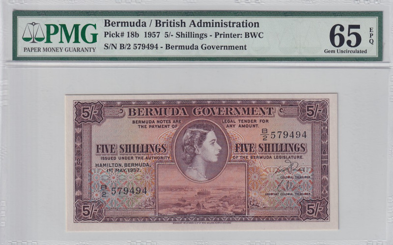 Bermuda, 5 Shillings, 1957, UNC, p18b

PMG 64 EPQ

Estimate: USD 250-500