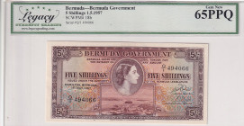 Bermuda, 5 Shillings, 1957, UNC, p18b