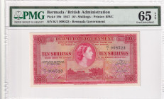 Bermuda, 10 Shillings, 1957, UNC, p19b