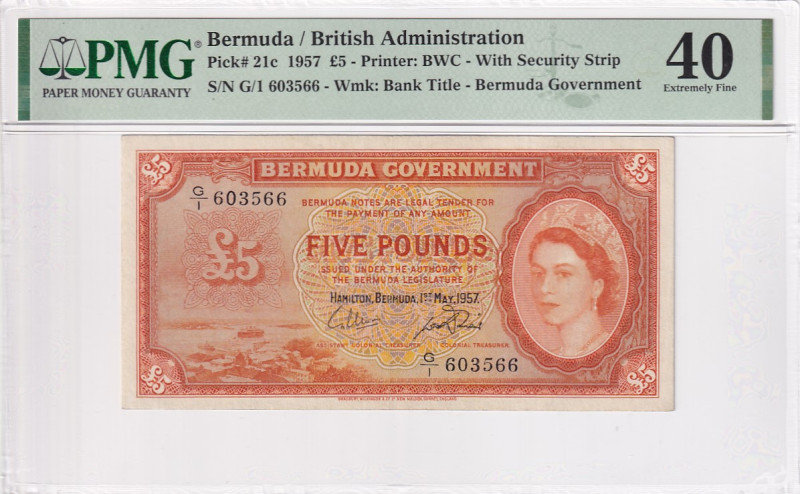 Bermuda, 5 Pounds, 1957, XF, p21c

PMG 40, Rare

Estimate: USD 900-1800