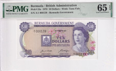 Bermuda, 10 Dollars, 1970, UNC, p25a, Low serial Number