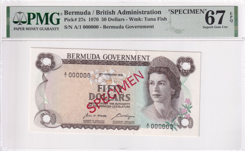 Bermuda, 50 Dollars, 1970, UNC, p27s, SPECIMEN

PMG 67 EPQ, High condition , T...