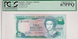 Bermuda, 2 Dollars, 1989, UNC, p34b