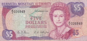 Bermuda, 5 Dollars, 1989, FINE, p35b