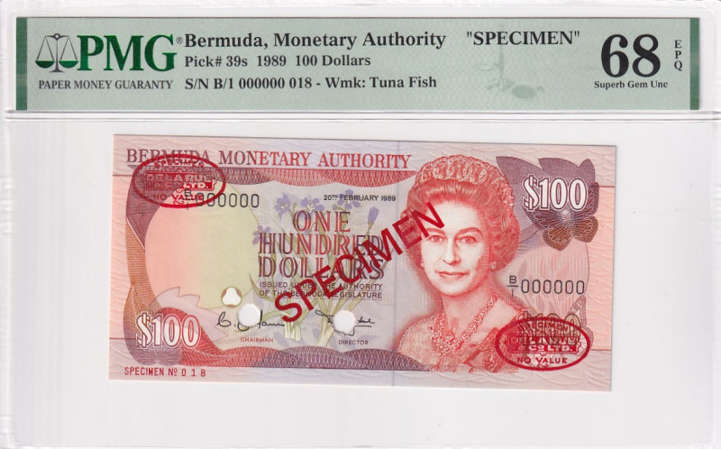 Bermuda, 100 Dollars, 1989, UNC, p39s, SPECIMEN

PMG 68 EPQ

Estimate: USD 3...