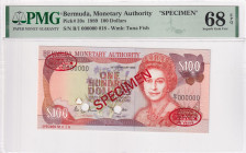 Bermuda, 100 Dollars, 1989, UNC, p39s, SPECIMEN