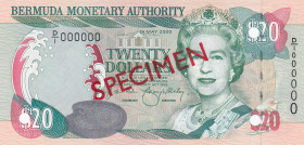 Bermuda, 20 Dollars, 2000, UNC, p53s, SPECIMEN