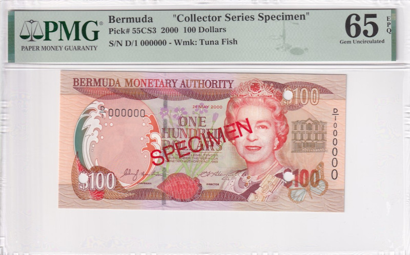 Bermuda, 100 Dollars, 2000, UNC, p55cs3, SPECIMEN

PMG 65 EPQ, Collector Serie...