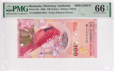 Bermuda, 100 Dollars, 2009, UNC, p62s, SPECIMEN