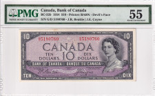 Canada, 10 Dollars, 1954, AUNC, p32b