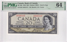 Canada, 20 Dollars, 1954, UNC, p33b, Rare