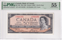 Canada, 50 Dollars, 1954, AUNC, p34b, Devil's Face