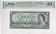 Canada, 1 Dollar, 1954, UNC, p37aA, REPLACEMENT