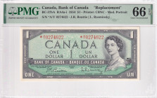 Canada, 1 Dollar, 1954, UNC, p37bA, REPLACEMENT