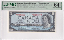 Canada, 5 Dollars, 1954, UNC, 039bA, REPLACEMENT