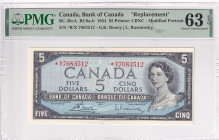 Canada, 5 Dollars, 1954, UNC, p39cA, REPLACEMENT