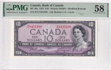 Canada, 10 Dollars, 1954, AUNC, p40a
