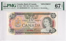 Canada, 20 Dollars, 1969, UNC, p50as, SPECIMEN