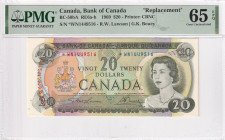Canada, 20 Dollars, 1969, UNC, p50bA, REPLACEMENT