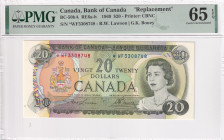 Canada, 20 Dollars, 1969, UNC, p50bA, REPLACEMENT