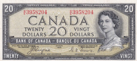 Canada, 20 Dollars, 1954, VF(+), p70a, DEVIL'S FACE
