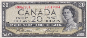 Canada, 20 Dollars, 1954, VF, p70b, DEVIL'S FACE
