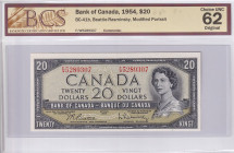 Canada, 20 Dollars, 1954, UNC, p79b