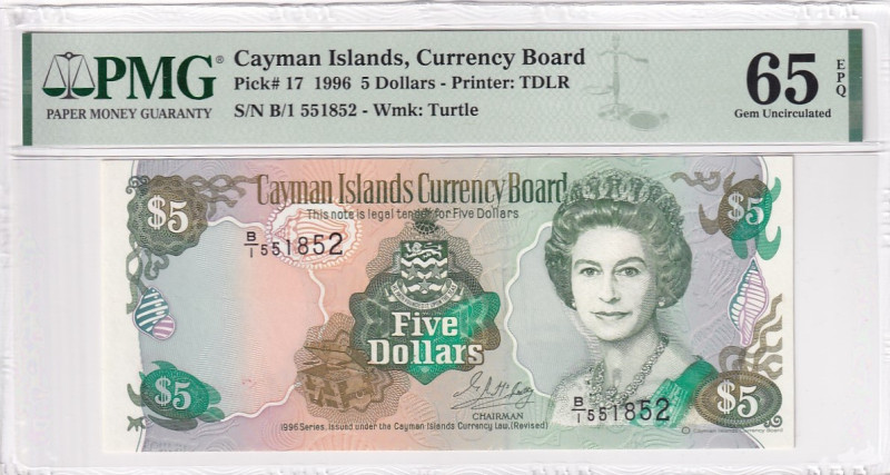 Cayman Islands, 5 Dollars, 1996, UNC, p17

PMG 65 EPQ

Estimate: USD 50-100
