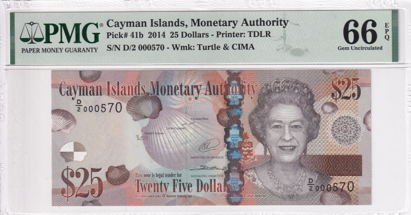 Cayman Islands, 25 Dollars, 2014, UNC, p41b, Low serial Number

PMG 66 EPQ

...