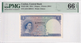Ceylon, 1 Rupee, 1954, UNC, p49b
