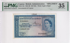 Cyprus, 250 Mils, 1956, VF, p33s, SPECIMEN