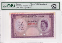 Cyprus, 1 Pound, 1955/1957, UNC, p35cts, SPECIMEN