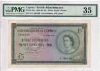 Cyprus, 5 Pounds, 1955, VF, p36a