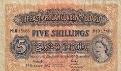 East Africa, 5 Shillings, 1957, FINE, p33a