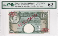 East Africa, 10 Shillings, 1958/1960, UNC, p38s, SPECIMEN