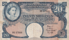 East Africa, 20 Shillings, 1958, VF, p39a