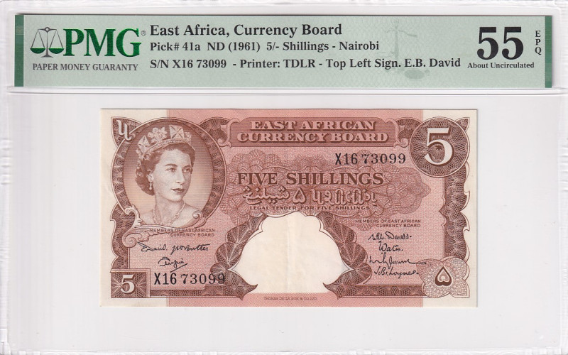 East Africa, 5 Shillings, 1961, AUNC, p41a

PMG 55 EPQ

Estimate: USD 250-50...