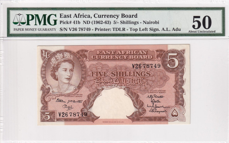 East Africa, 5 Shillings, 1962, AUNC, p41b

PMG 50

Estimate: USD 250-500