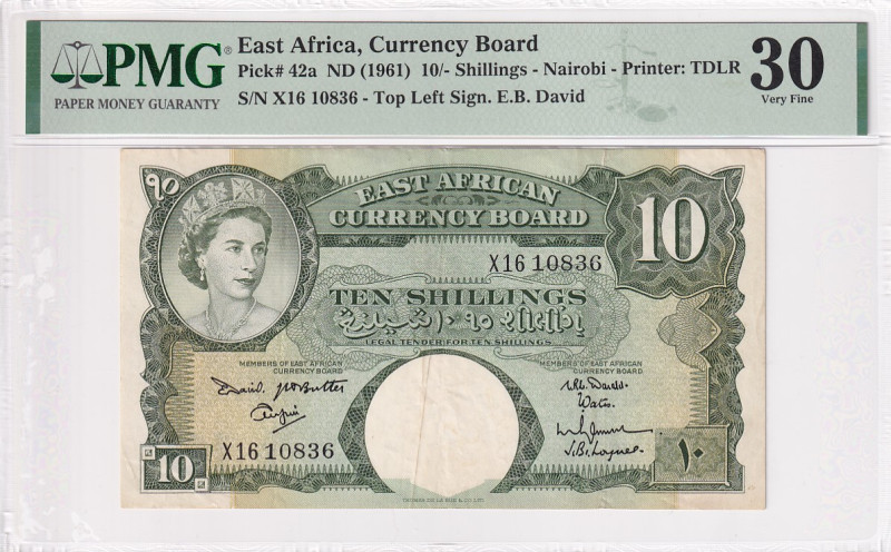 East Africa, 10 Shillings, 1961, VF, p42a

PMG 30

Estimate: USD 250-500