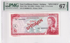 East Caribbean States, 1 Dollar, 1965, UNC, p13hs, SPECIMEN