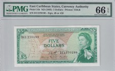 East Caribbean States, 5 Dollars, 1965, UNC, p14h